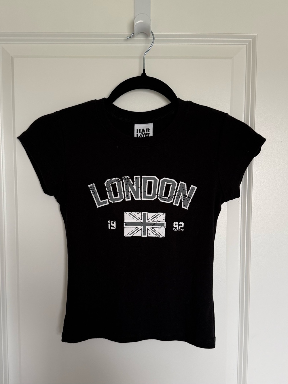 Harlow Black With White Graphic Crop T-Shirt